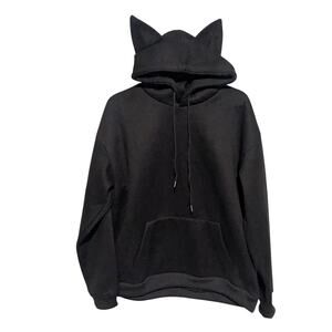 Black Cat Ears Adults Hoodie Size XXL